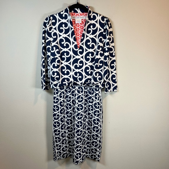 Gretchen Scott Designs Dresses & Skirts - Gretchen Scott Womens Heavens Gates Dress Blue White Swirl Old Money No Belt Med